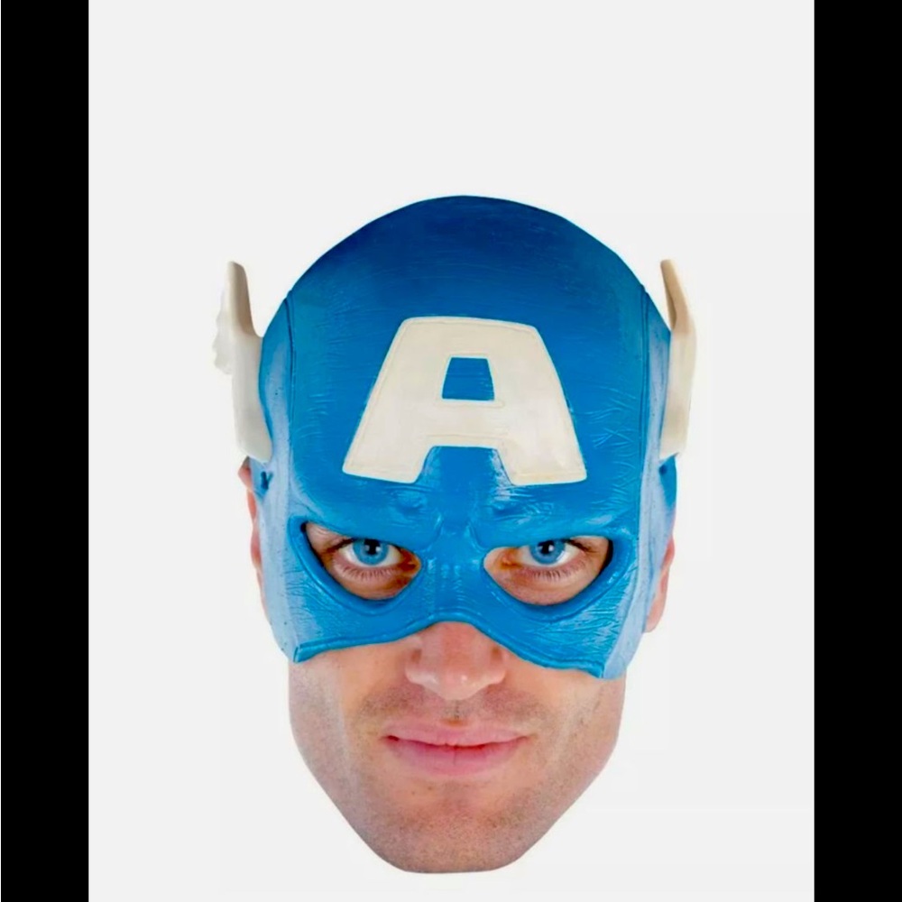 Blue Captain America Mask Captain America Vinyl Adult ¼ Mask  NEW OSFM last one